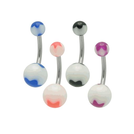 Surgical Steel 14 Gauge Belly Ring with Acrylic Flower Design