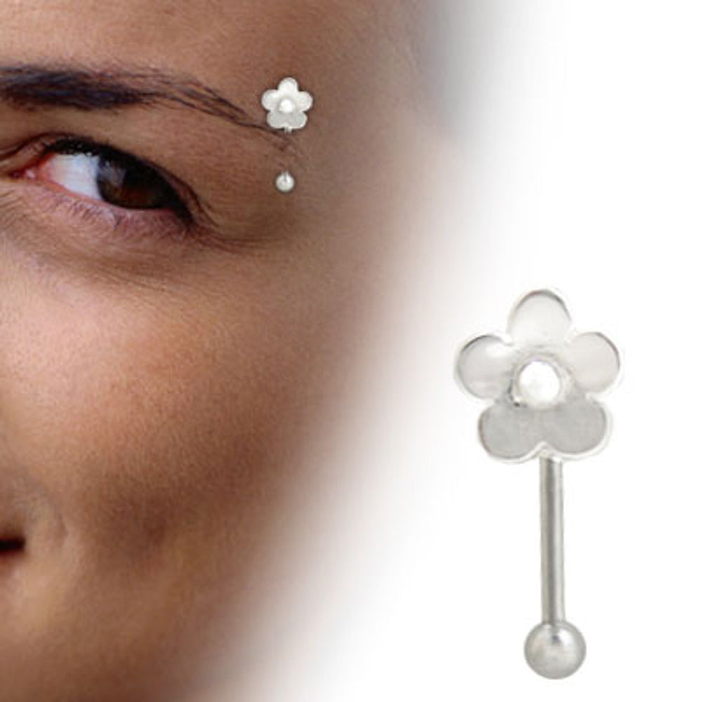 Surgical Steel 16 Gauge Eyebrow Barbell with Flower Top