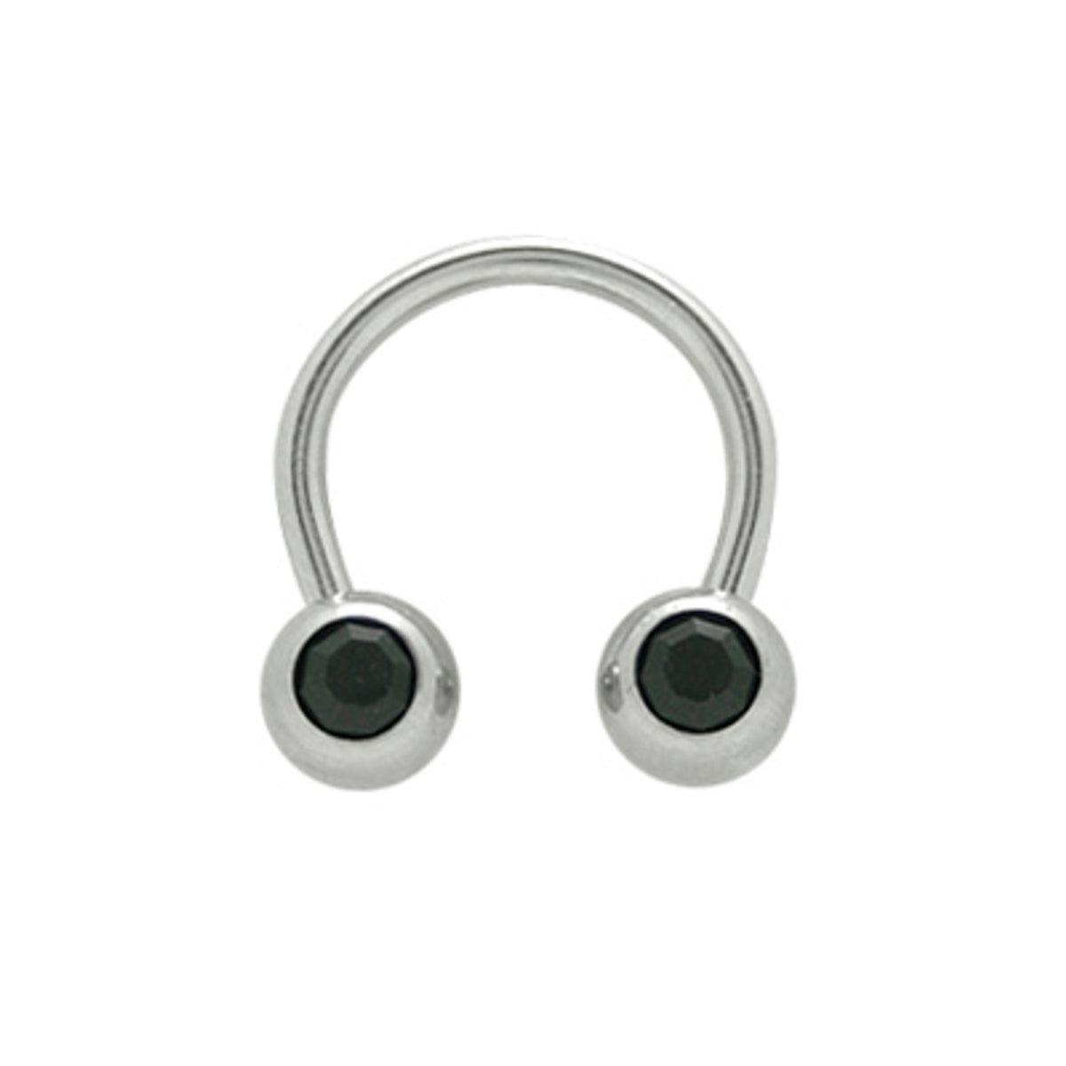 Surgical Steel 14 Gauge Horseshoe Circular Barbell with Front Black CZ - photo 2