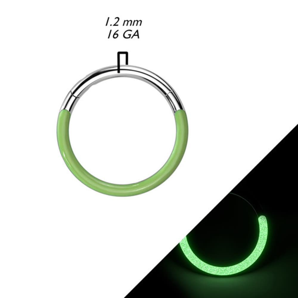 Titanium 16 Gauge Hinged Segment Ring with Glow In The Dark Line - photo 2