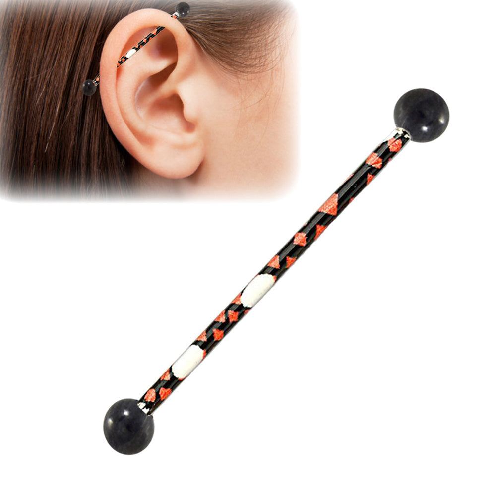 Surgical Steel 14 Gauge Industrial Barbell with Fun Print