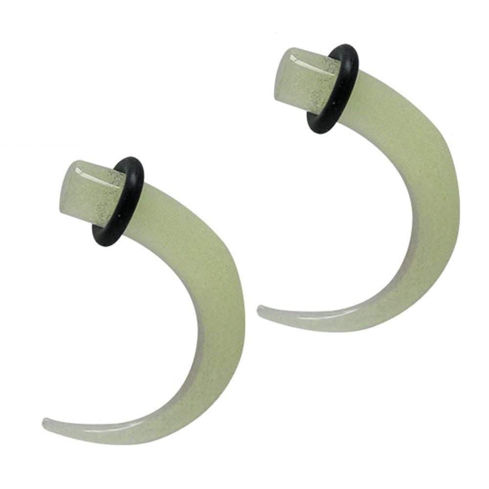 Acrylic 2 Gauge Curved Taper Glow in the Dark Green - Pair