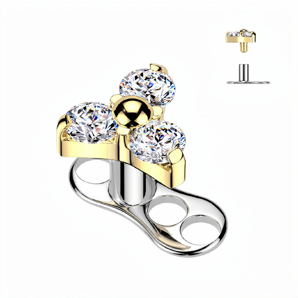 Titanium Dermal Anchor Tops with CZ Flower Opal Gems Base