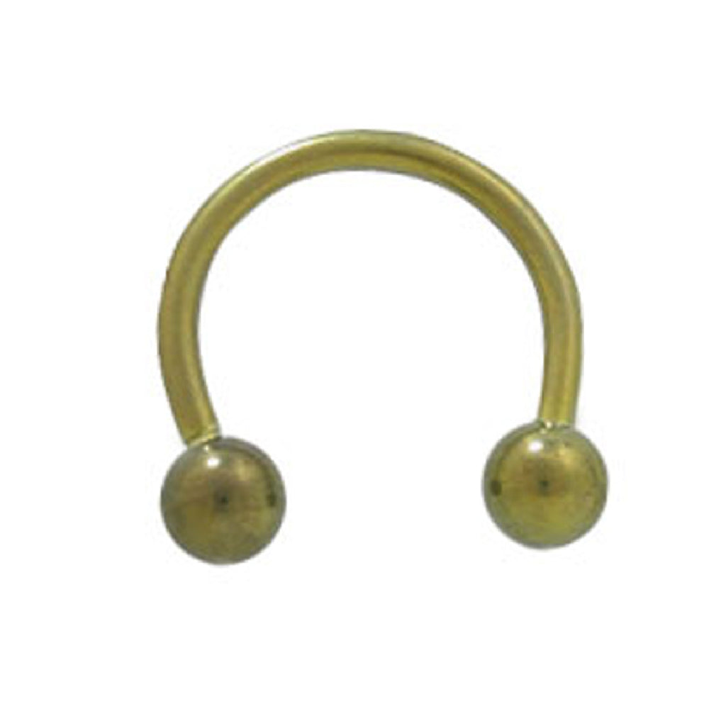 Titanium 14 Gauge Horseshoe Barbell with Gold Ball End