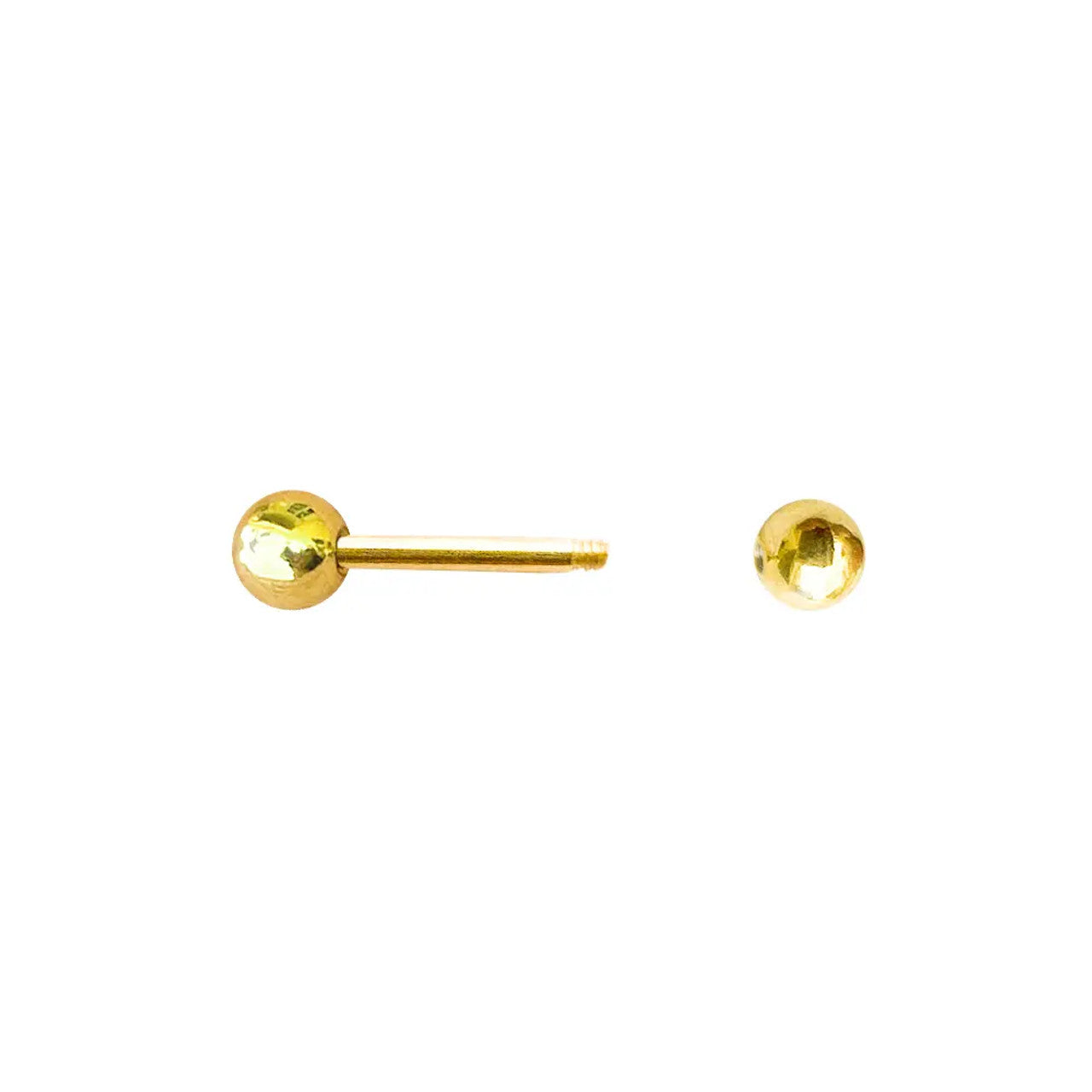 14 Karat Gold Straight Barbell 14 Gauge 1/2" to 1" for Tongue & Nipple