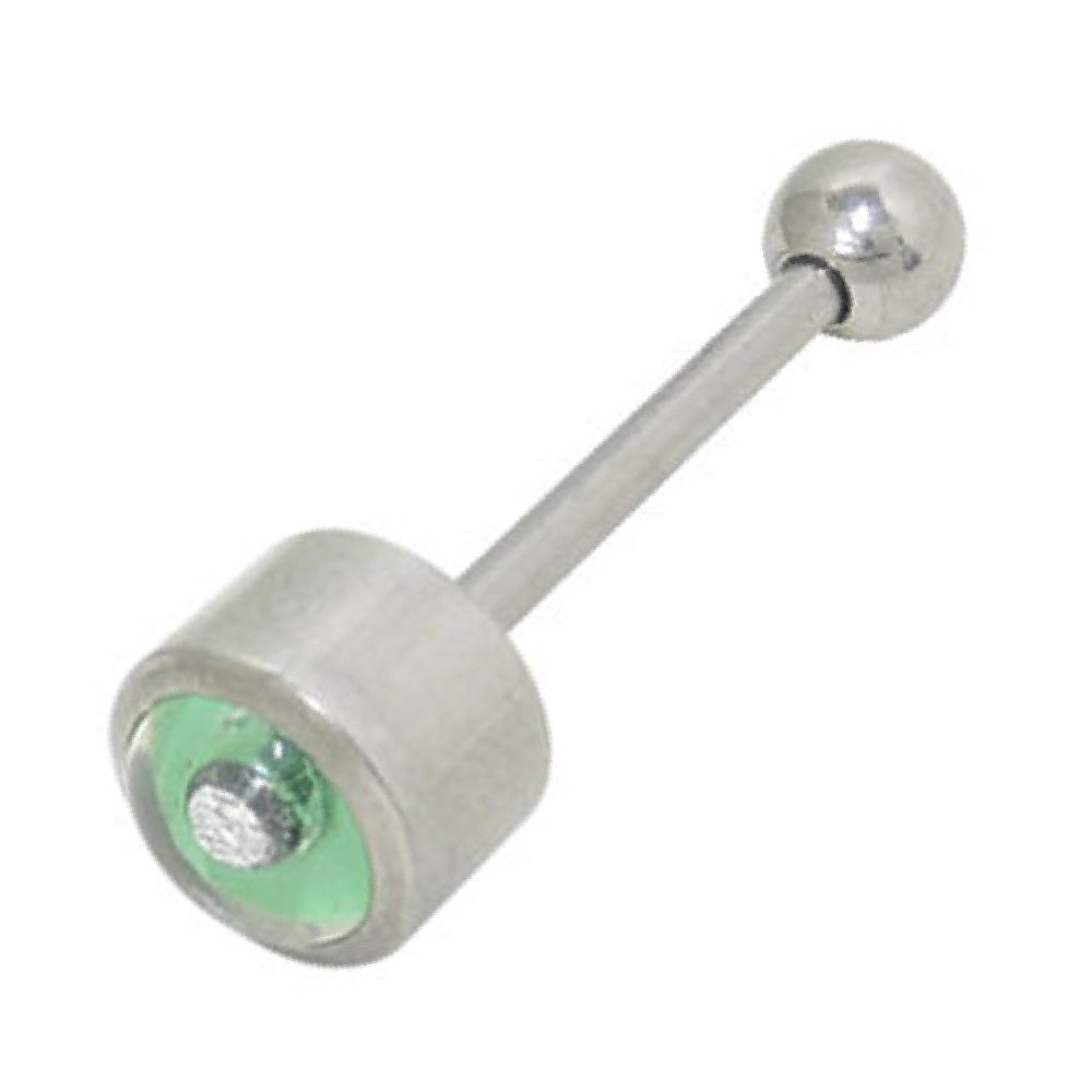 Surgical Steel 14 Gauge Tongue Barbell with Green Eye Logo