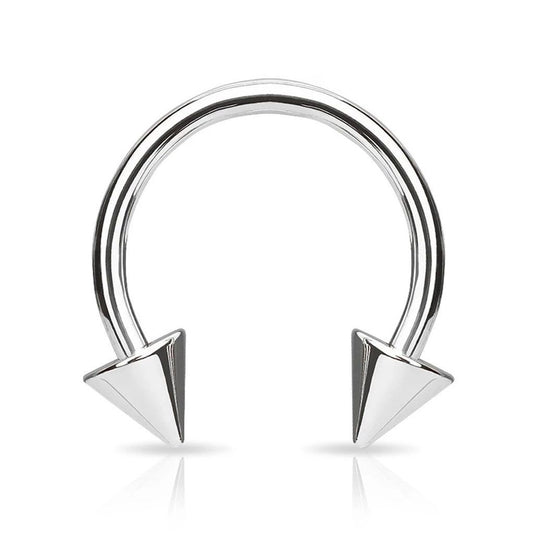 Titanium Polished Circular Barbell Ring 14 & 16 Gauge with Spike Ball