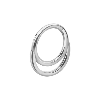 Titanium Hinged Segment Septum Clicker Hoop Ring 16 Gauge Double Line