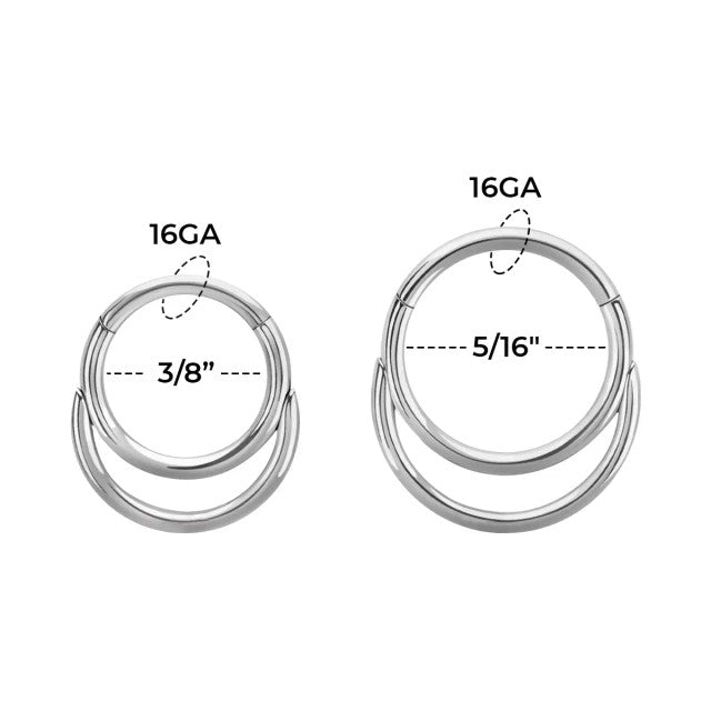 Titanium Hinged Segment Septum Clicker Hoop Ring 16 Gauge Double Line