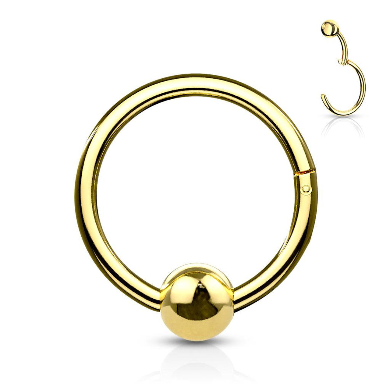 Surgical Steel Hinged Segment Ring 18 & 16 Gauge With Fixed Ball