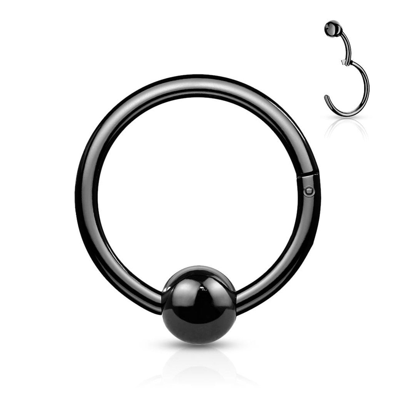 Surgical Steel Hinged Segment Ring 18 & 16 Gauge With Fixed Ball
