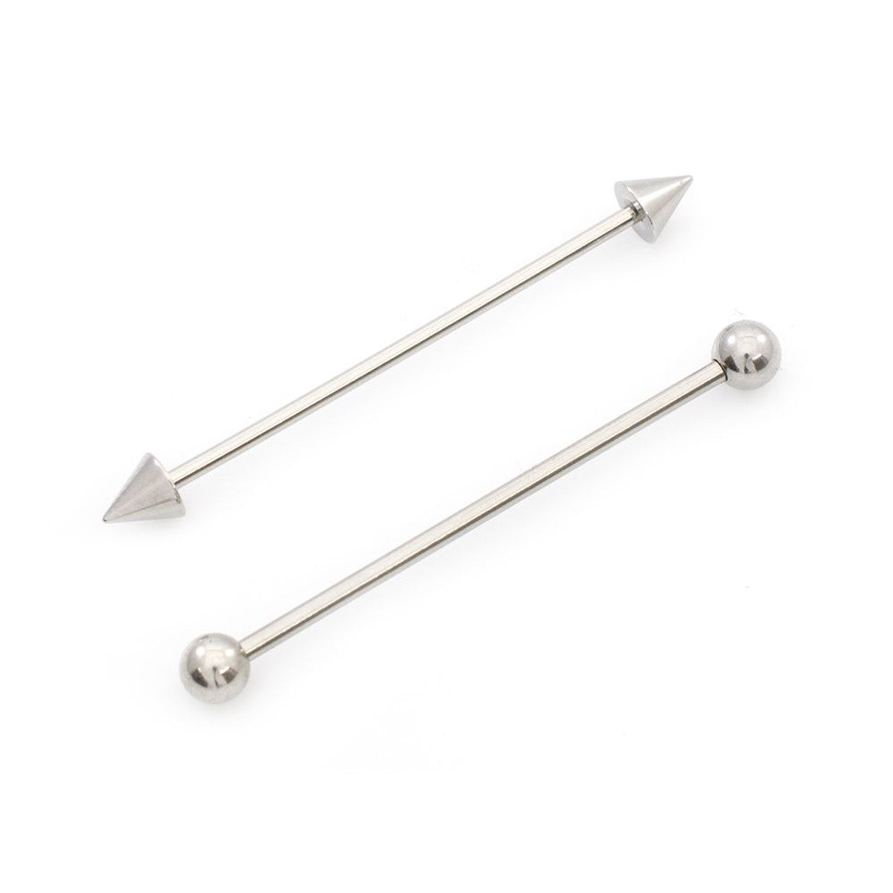 Surgical Steel Industrial Barbell 14 Gauge 38 MM Ball & Spike - 2 Pack