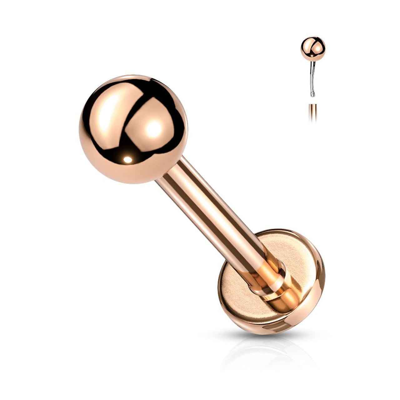Titanium Labret Stud 20 18 & 16 Gauge Threadless Flat Back Ring