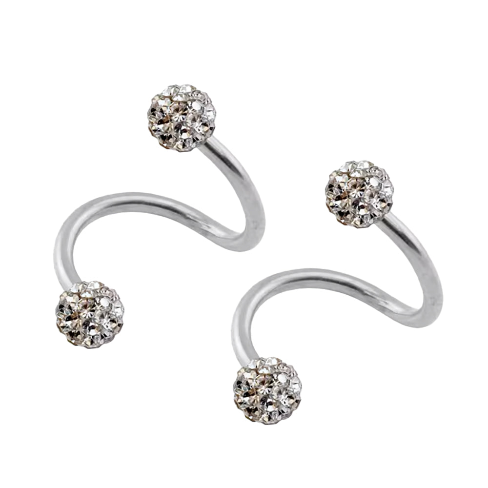 Surgical Steel Spiral Barbell Ring 16 & 14 Gauge With Ferido Ball - Pair