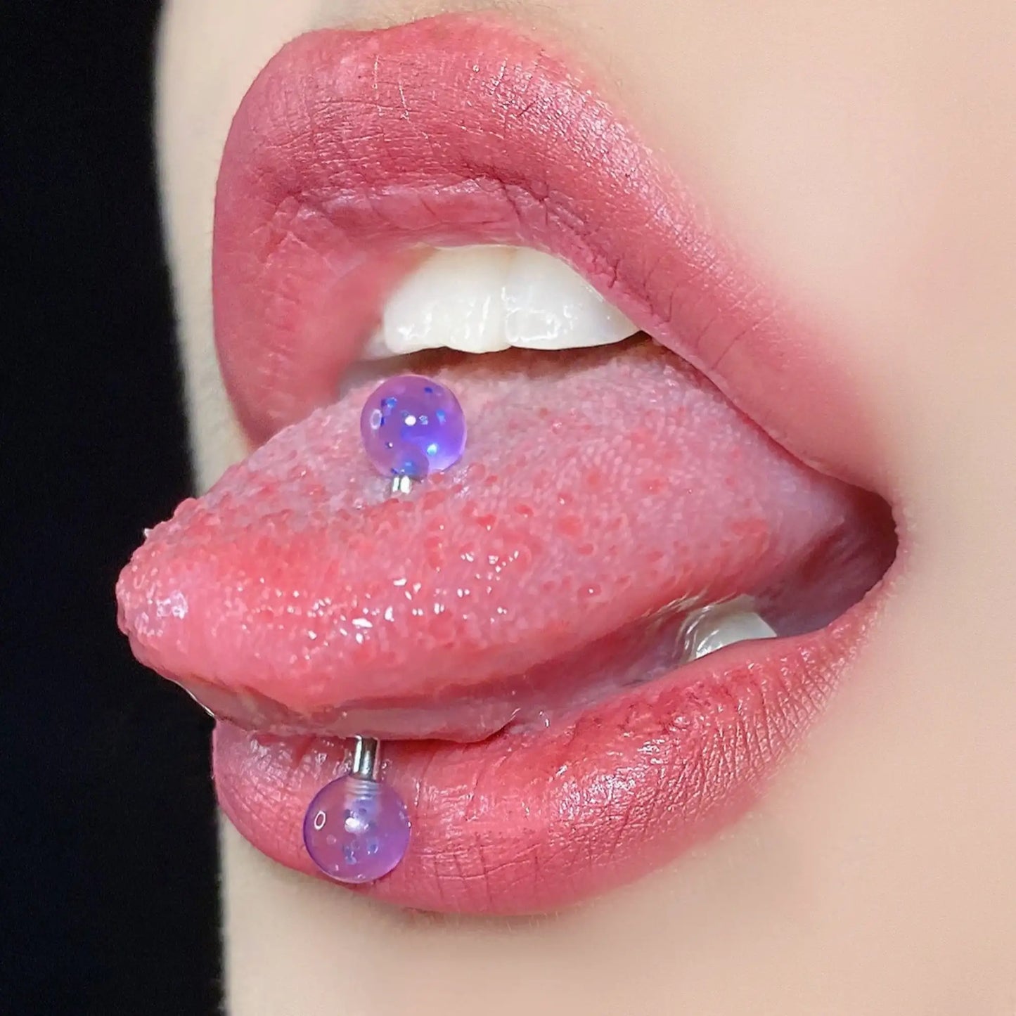 Surgical Steel Straight Barbell Tongue Ring 14 Gauge Glitter - 20 Pack