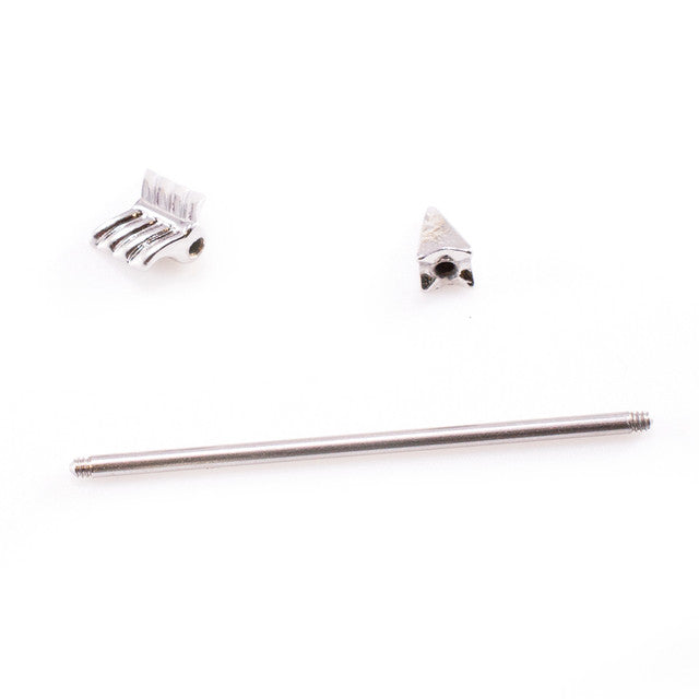 Surgical Steel 14 Gauge Industrial Barbell Arrow & Retainer - 2 Pack