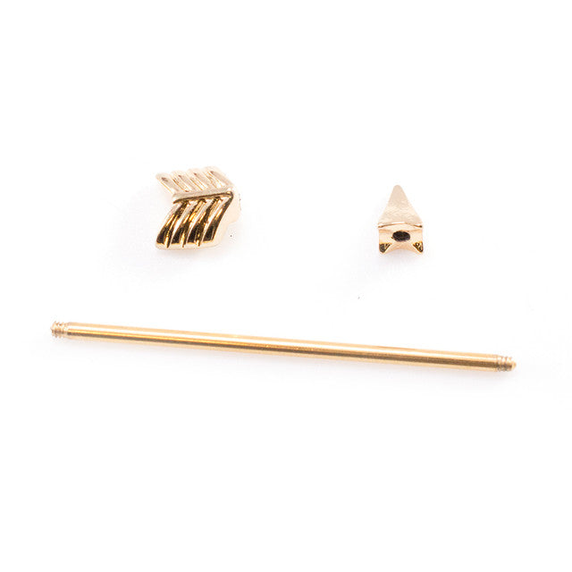 Surgical Steel 14 Gauge Industrial Barbell Arrow & Retainer - 2 Pack