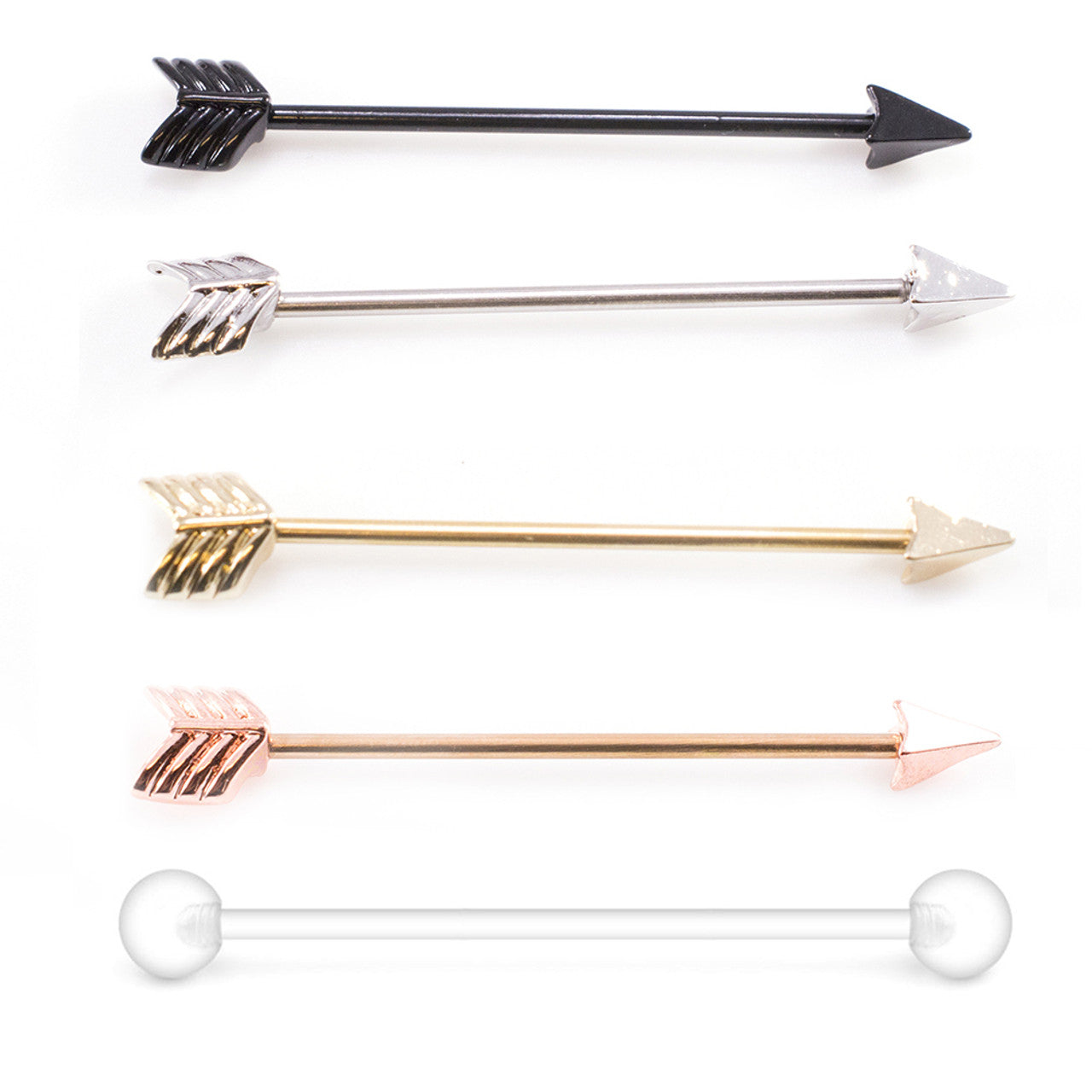 Surgical Steel 14 Gauge Industrial Barbell Arrow & Retainer - 2 Pack