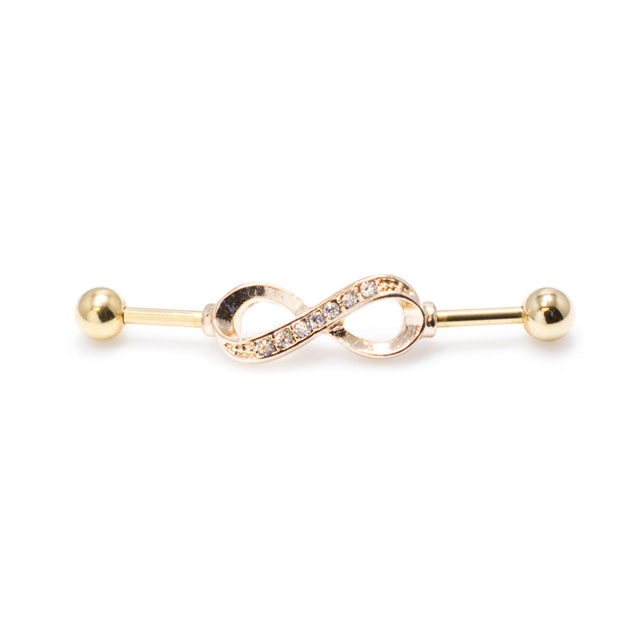 Surgical Steel Industrial Barbell 14 Gauge 1-3/8" With Infinity Charm