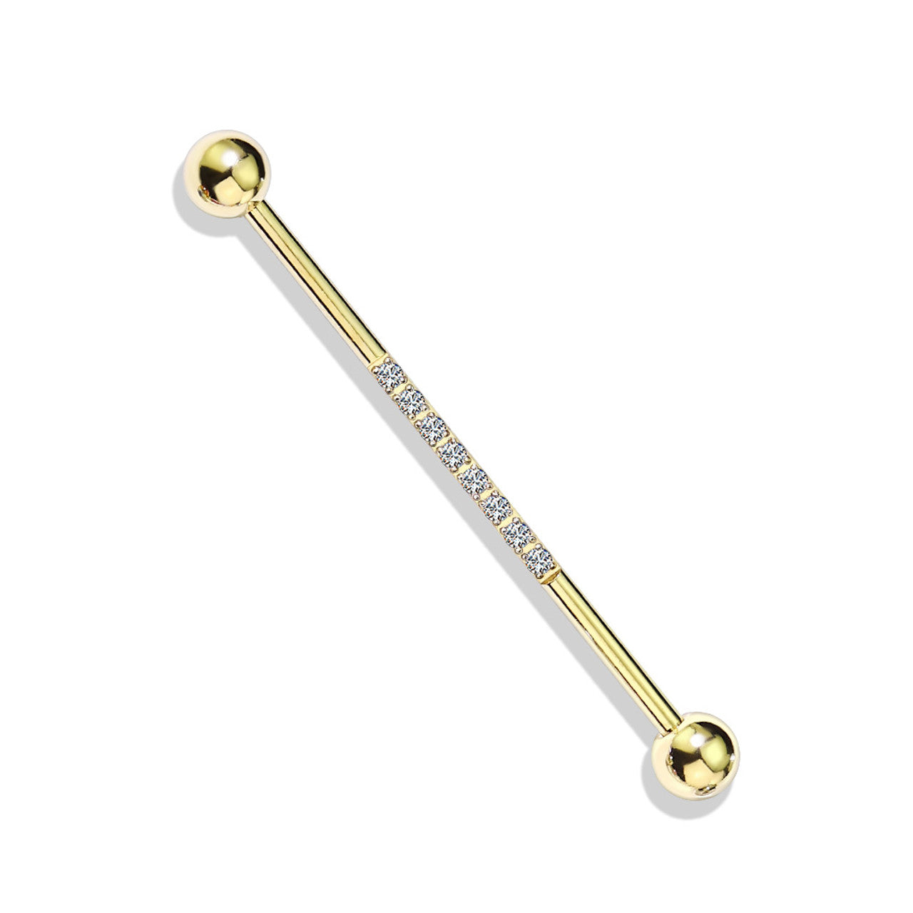 Surgical Steel Industrial Barbell 14 Gauge 1-1/2" & CNC Set CZ