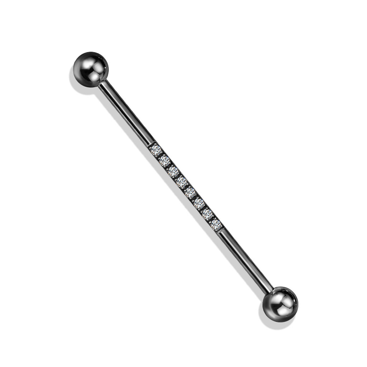 Surgical Steel Industrial Barbell 14 Gauge 1-1/2" & CNC Set CZ