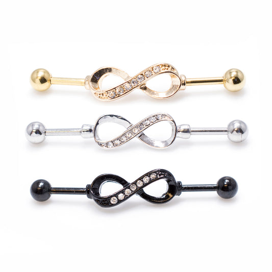 Surgical Steel Industrial Barbell 14 Gauge 1-3/8" With Infinity Charm