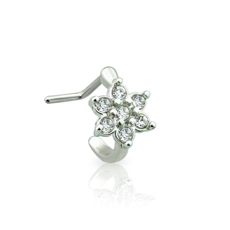 Surgical Steel 20 Gauge Nose Ring with Ion Plated Flower Gem - photo 3