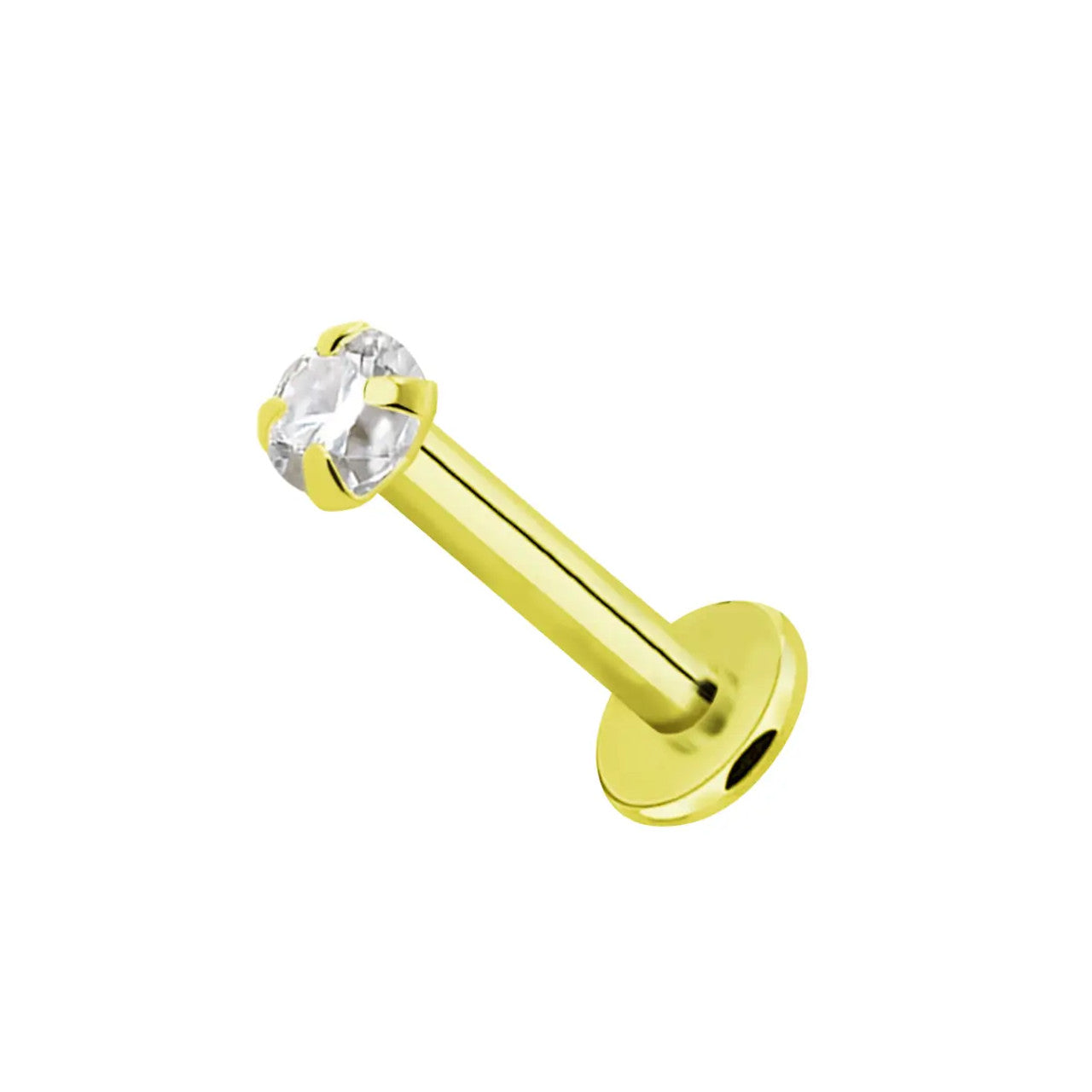 18 Karat Solid Gold Labret / Monroe Stud 16 Gauge with Threadless CZ