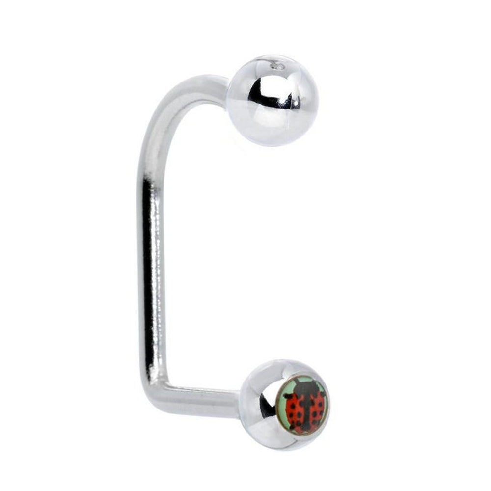 Surgical Steel 14 Gauge Lippy Loop Labret with Ladybug Logo