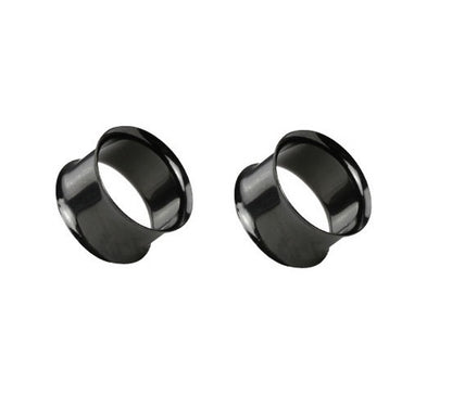 Surgical Steel Black Double Flared Plug Ear Tunnel 10 to 1" Gauge - Pair