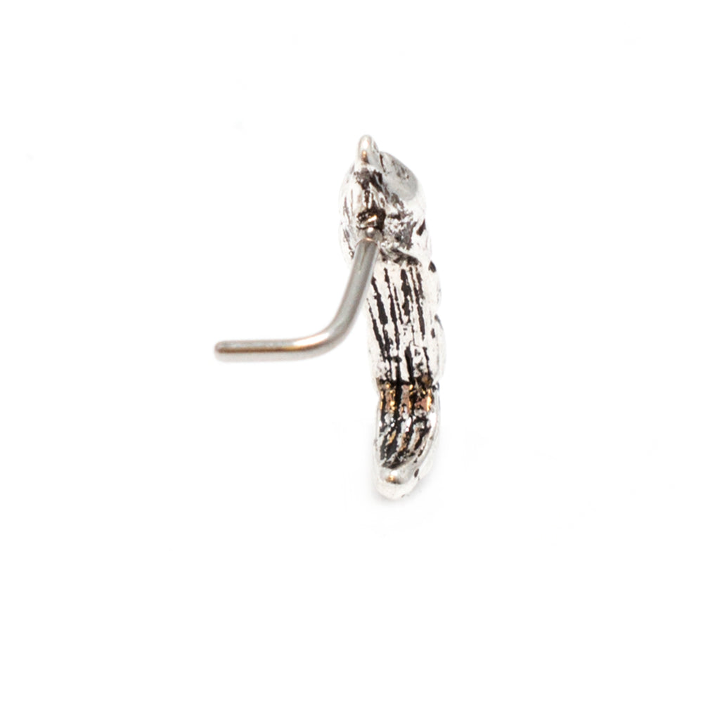 Surgical Steel 20 Gauge Silver Leaf L-Bend Nose Crawler - photo 4