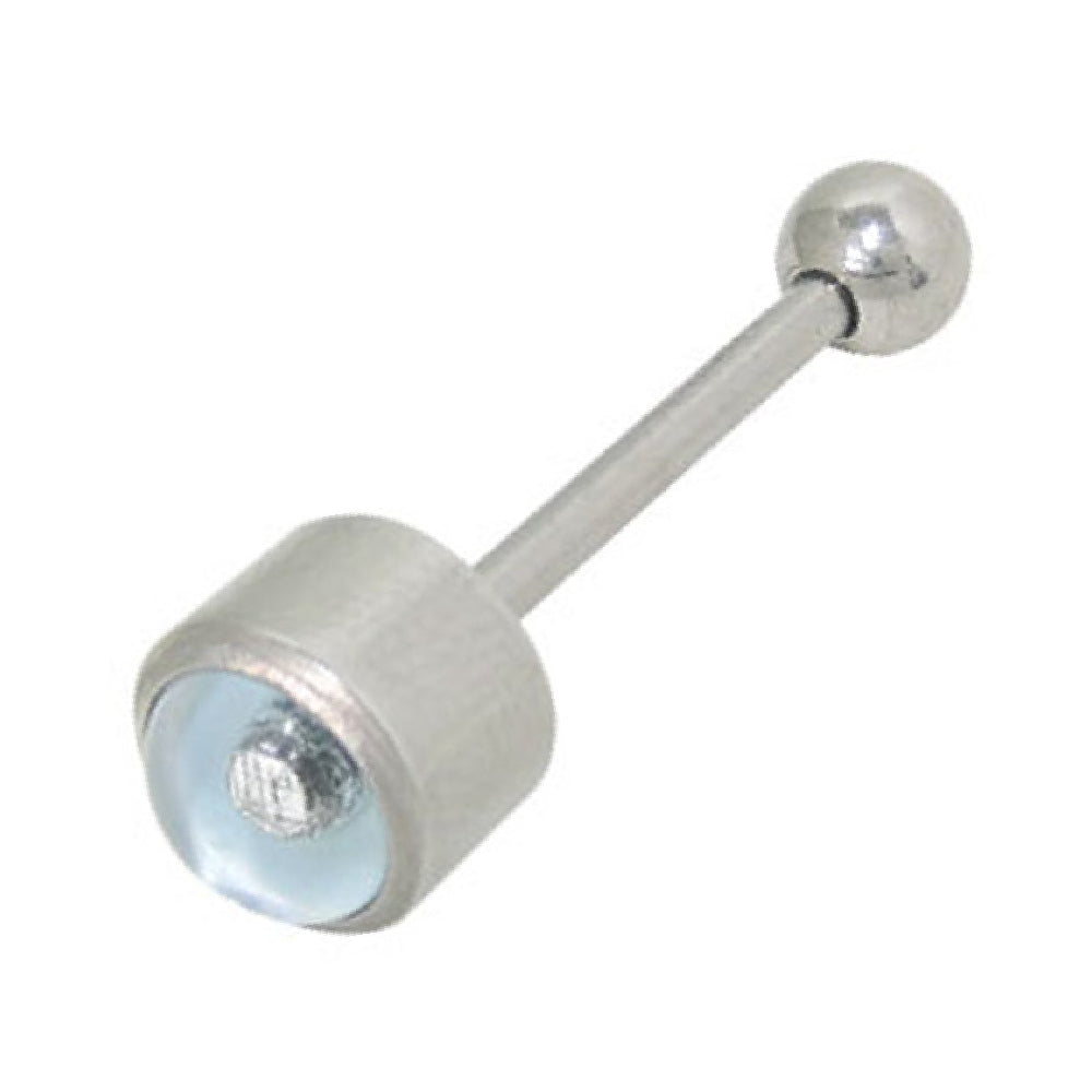 Surgical Steel 14 Gauge Tongue Barbell with Light Blue Eye Logo