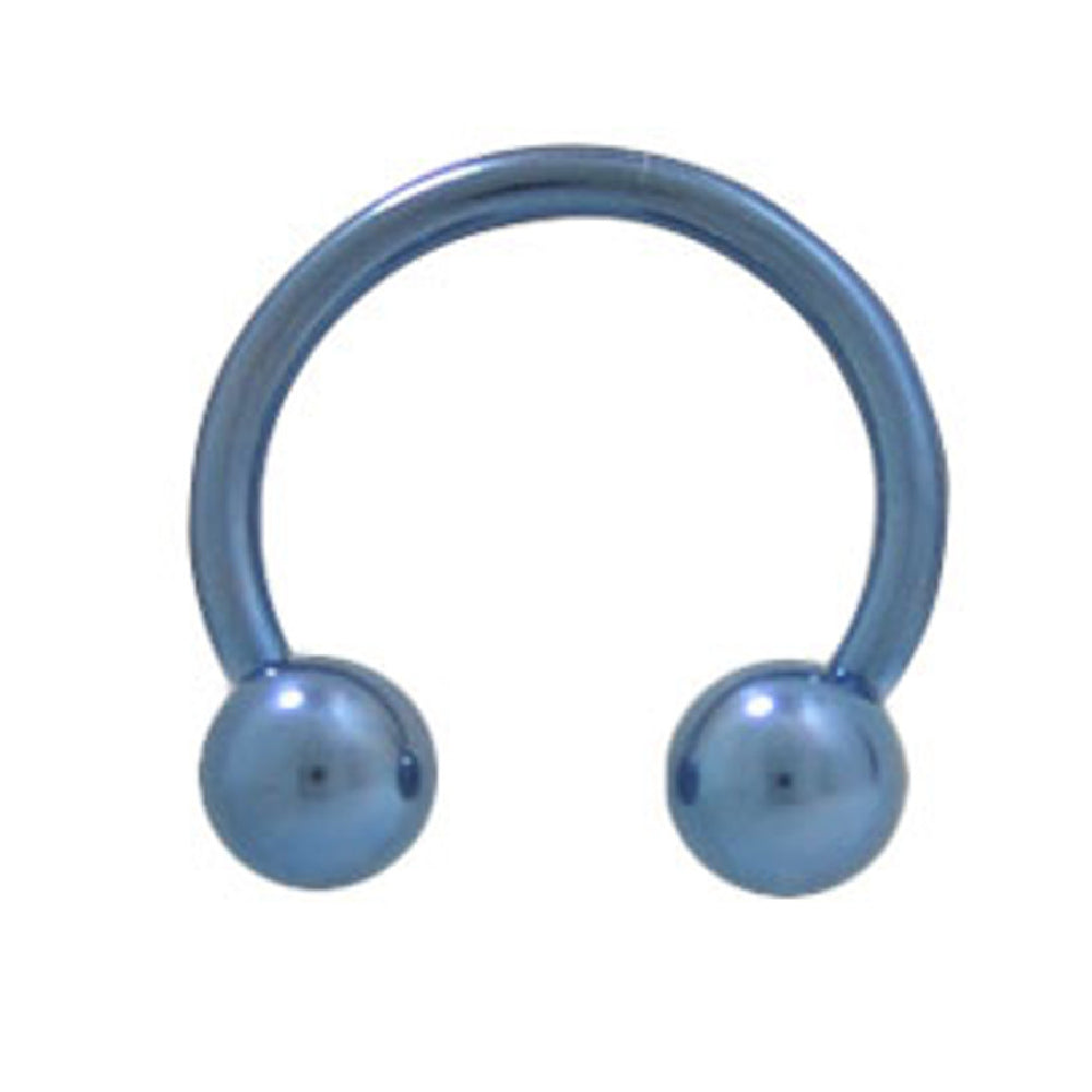 Titanium 14 Gauge Horseshoe Barbell with Light Blue Ball End
