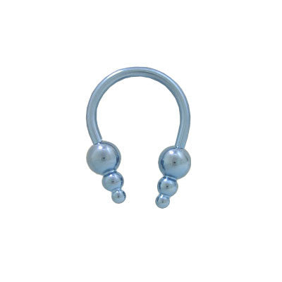 Titanium 14 Gauge Horseshoe Barbell with Light Blue Round Spike
