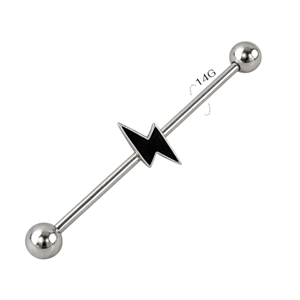 Surgical Steel Lightning Bolt Industrial Barbell 14 Gauge - photo 3