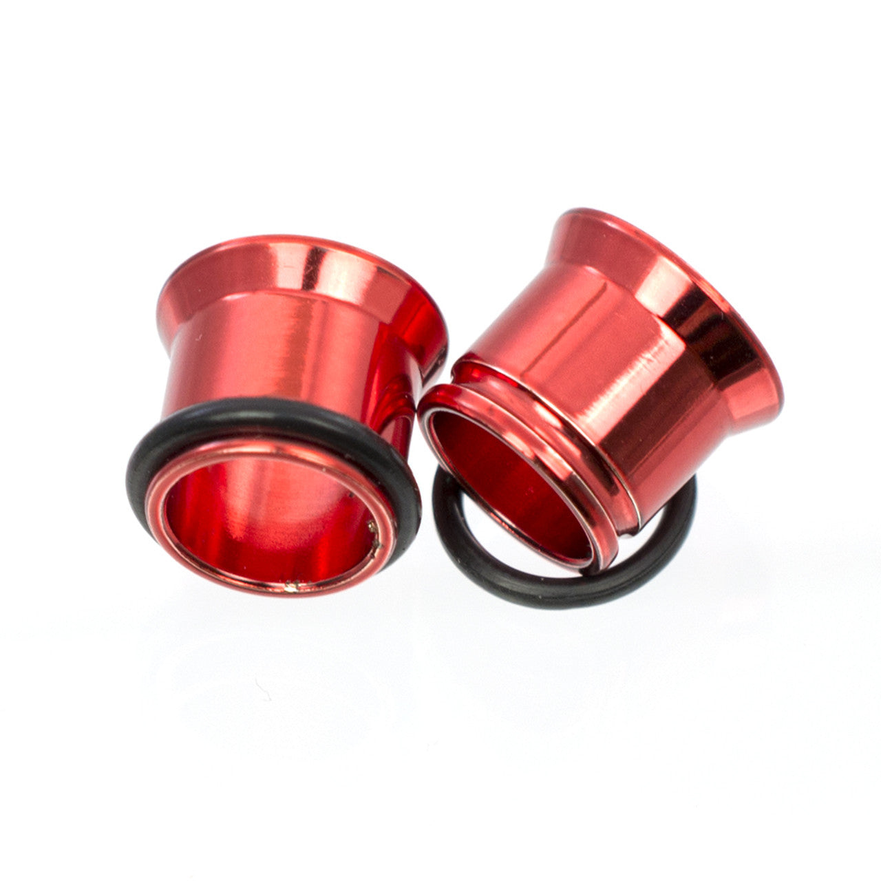 Surgical Steel Red Single Flare Plug Ear Tunnel 8 to 9/16" Gauge - Set