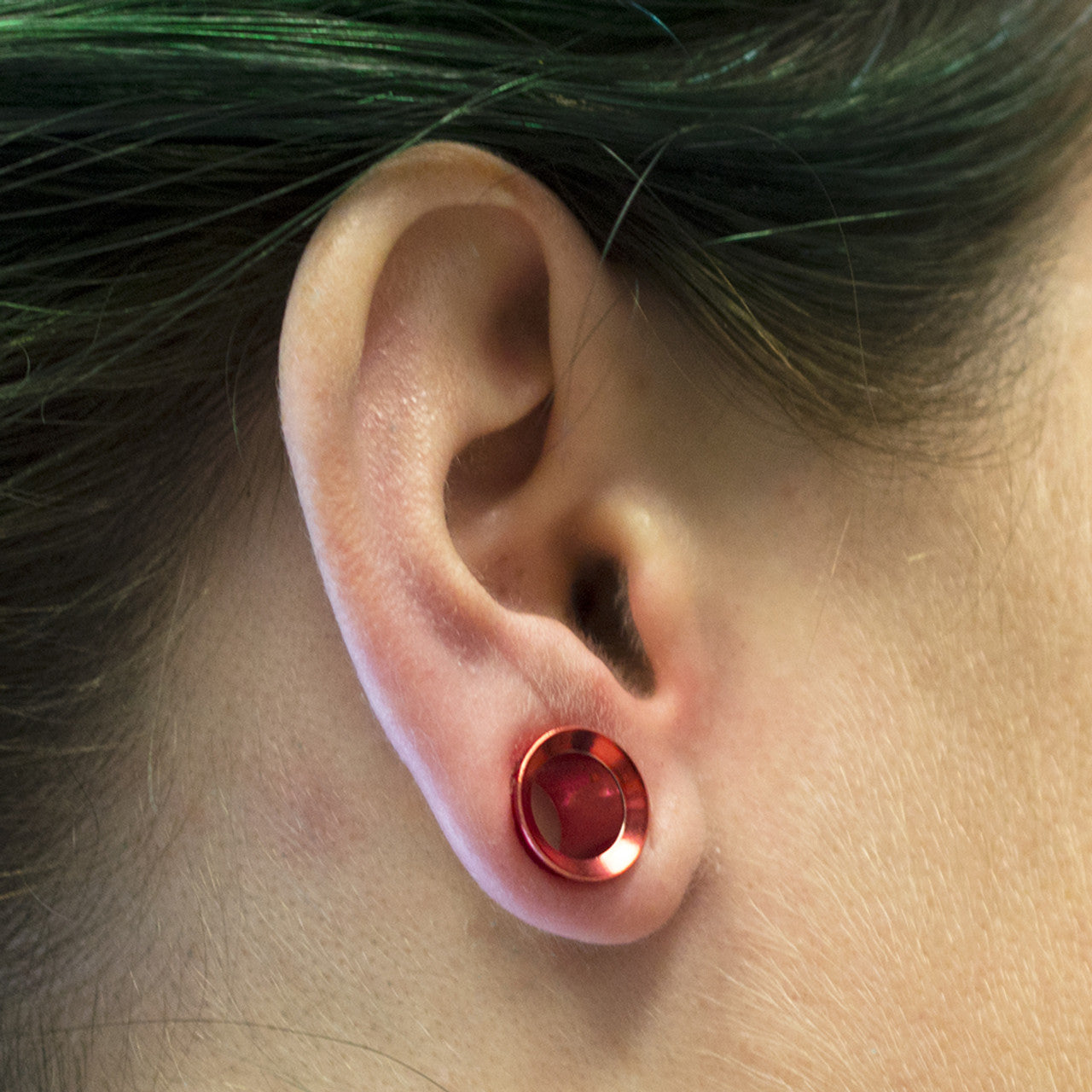 Surgical Steel Red Single Flare Plug Ear Tunnel 8 to 9/16" Gauge - Set