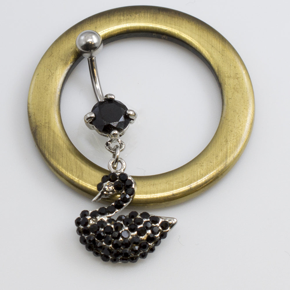 Surgical Steel 14 Gauge Belly Button Ring with CZ Swan - photo 13