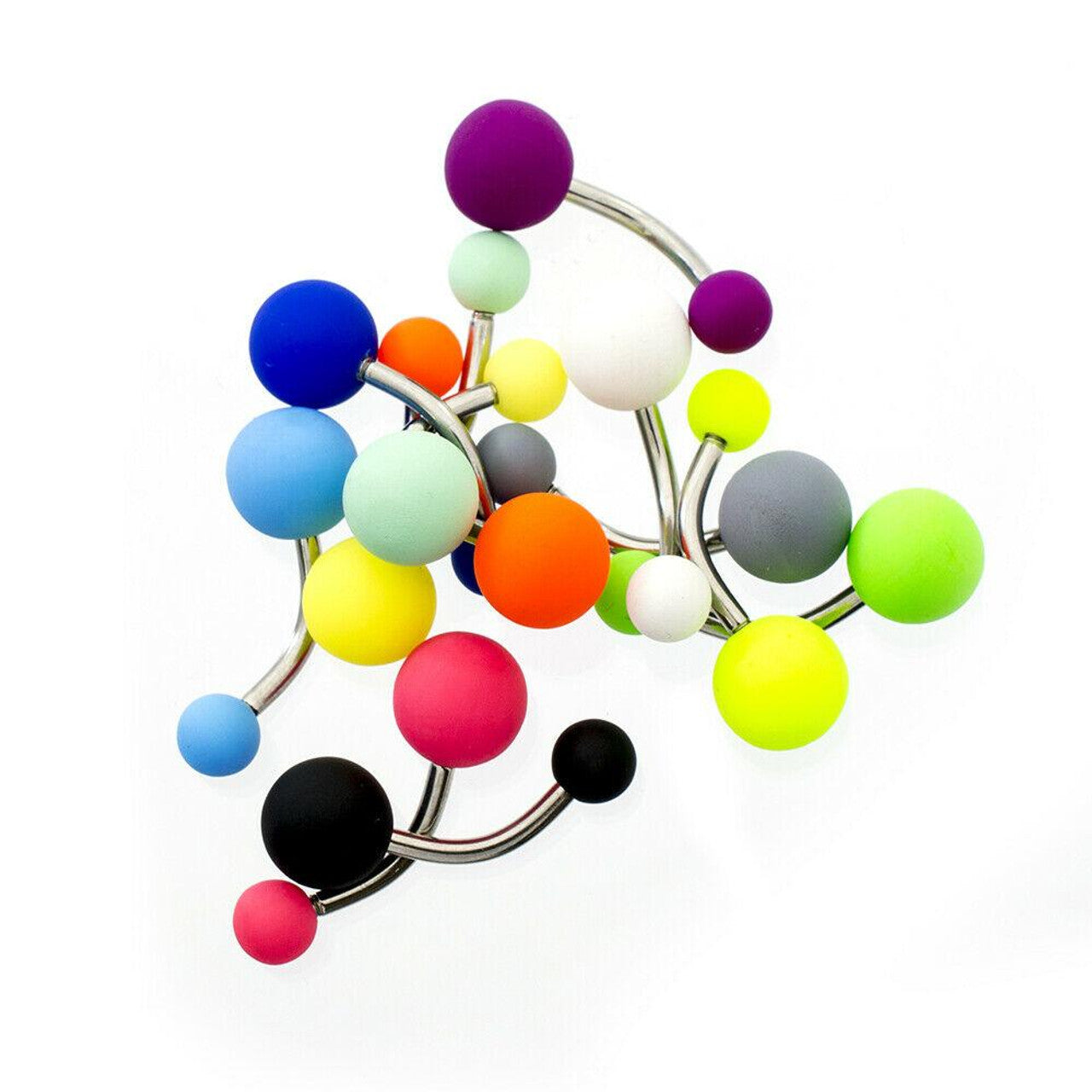 Surgical Steel Belly Button Ring 14 Gauge Matte Acrylic - 12 Pieces