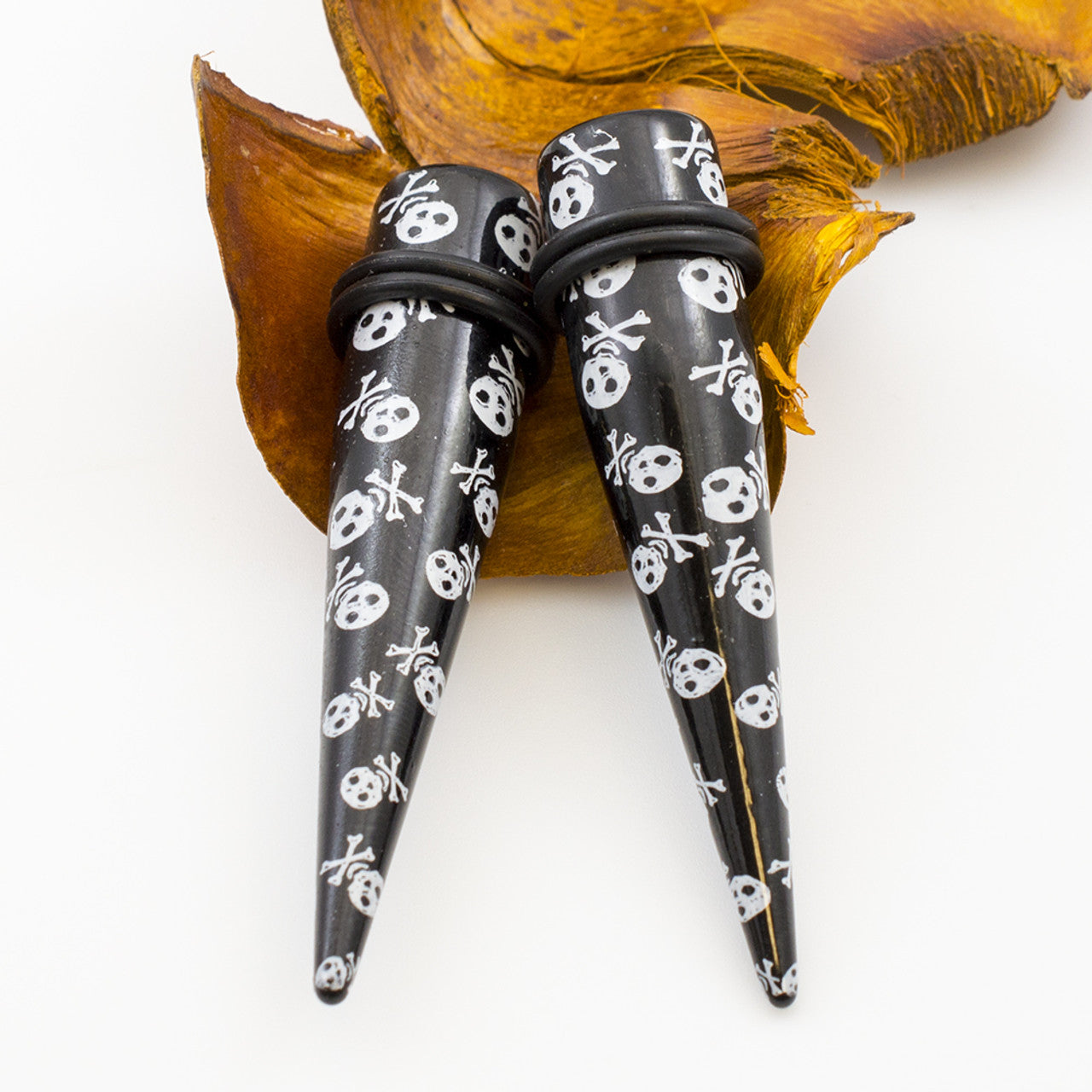 Acrylic Straight Tapers Plug Ear 6 to 000 Gauge Skull Cross - Pair