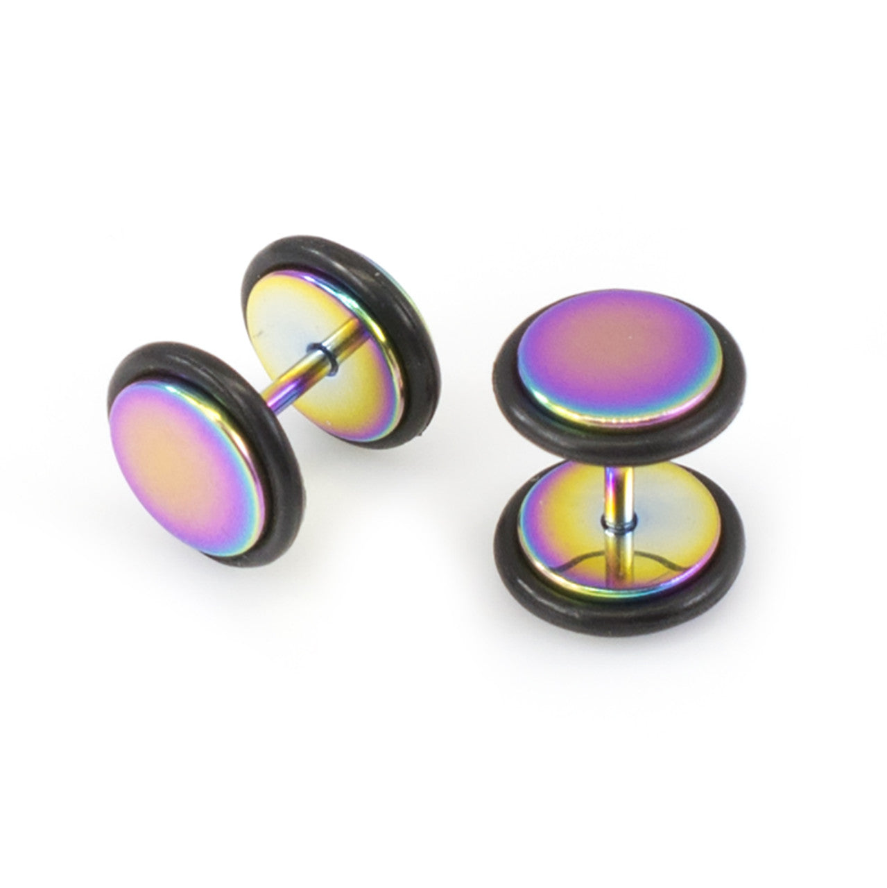 Surgical Steel Fake Cheater Earring Plugs 16 Gauge with O-Rings - Pair