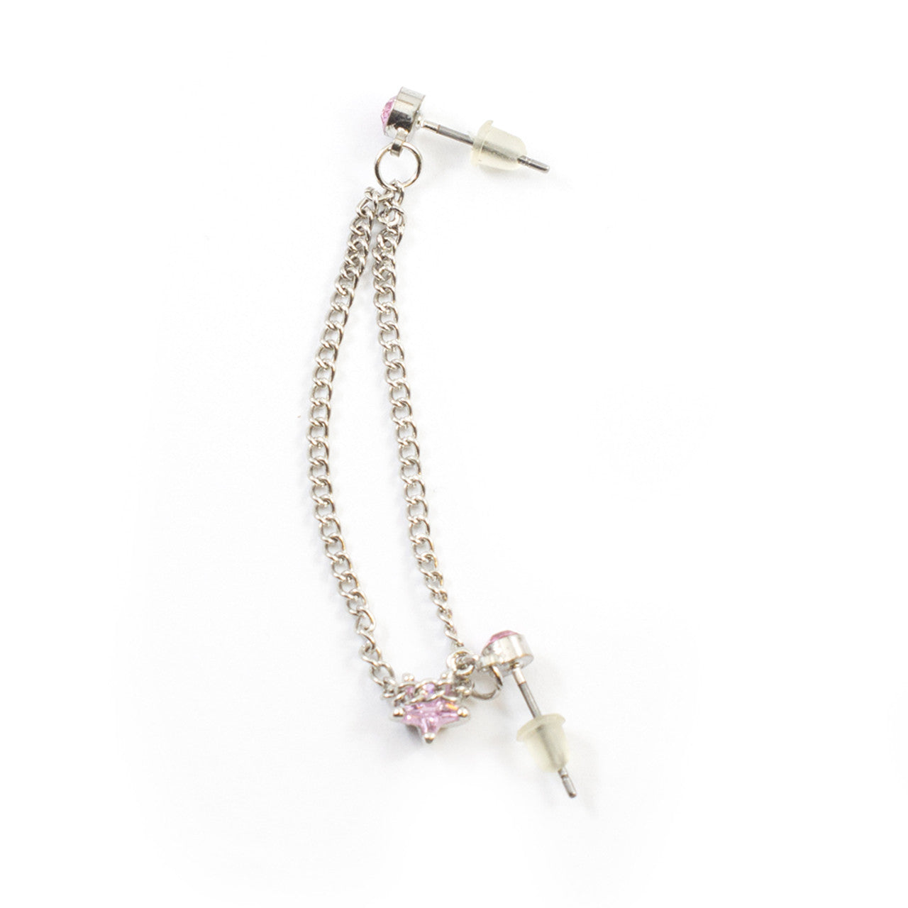 Surgical Steel Cartilage Chain Dangle Earring 22 Gauge & Pink Star