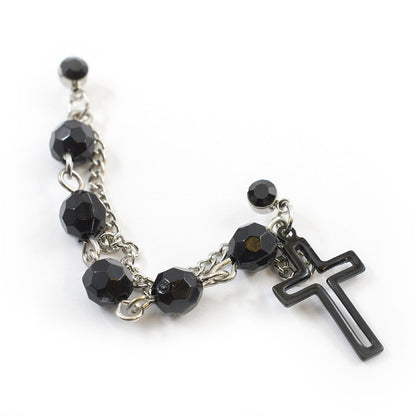 Surgical Steel Cartilage Chain Dangle Earring 22 Gauge & Black Rosary