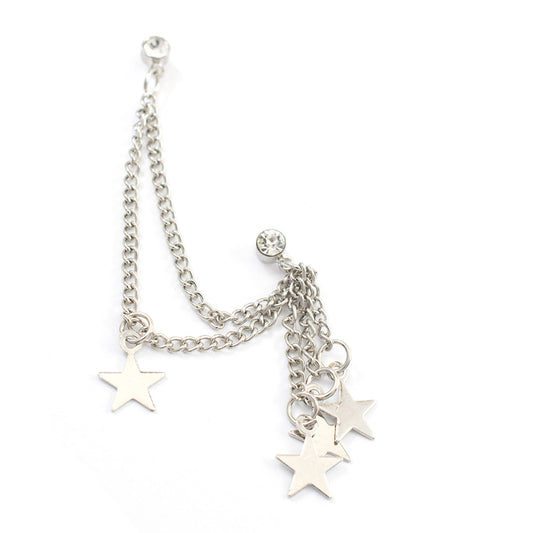 Surgical Steel Cartilage Chain Dangle Earring 22 Gauge & Star Charms