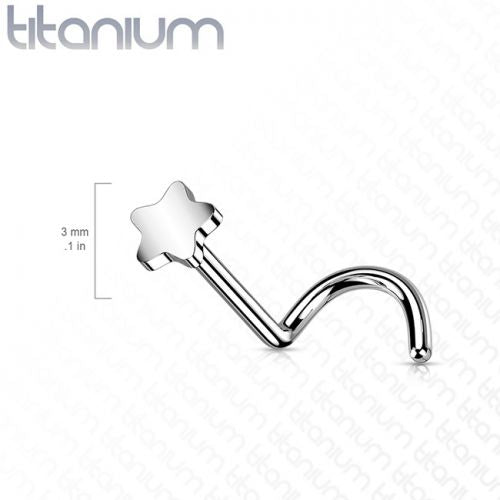 Titanium Threadless Push in Nose Screw Ring Stud With Star Shaped Top