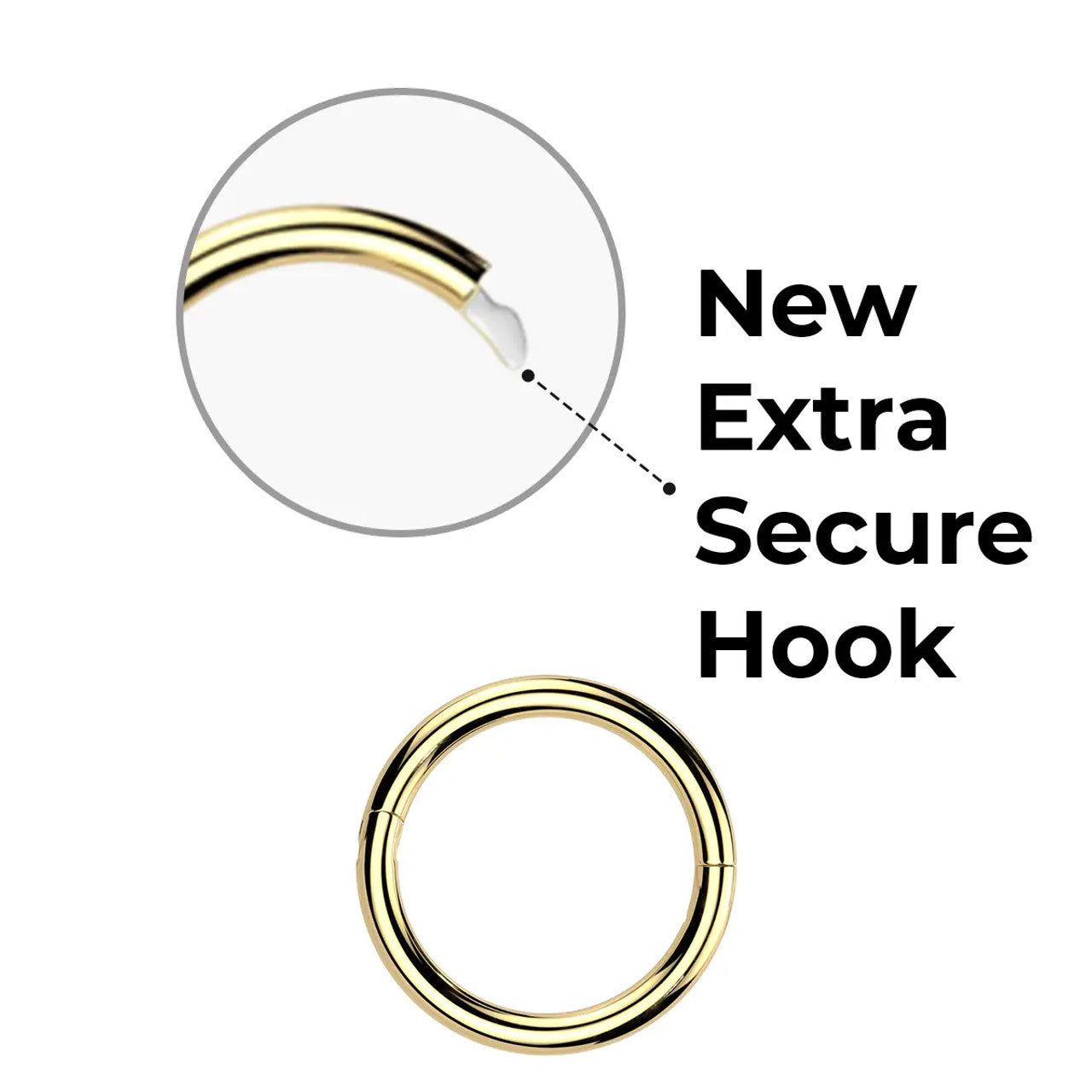 Titanium Hinged Segment Nose Hoop Ring 18 Gauge With New Secure Hook