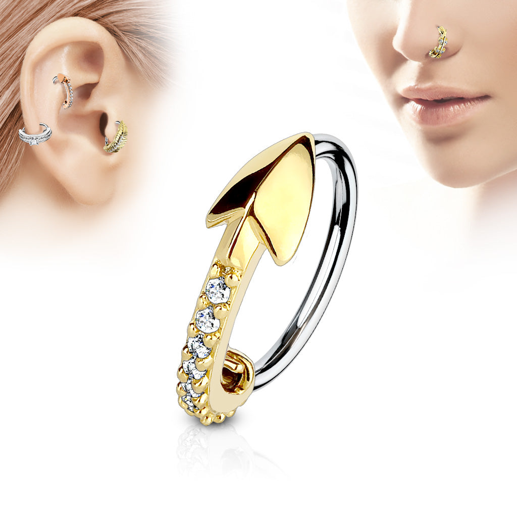 Surgical Steel Bendable Nose Hoop Ring with CZ Arrow - 18 & 20 Gauge - photo 5