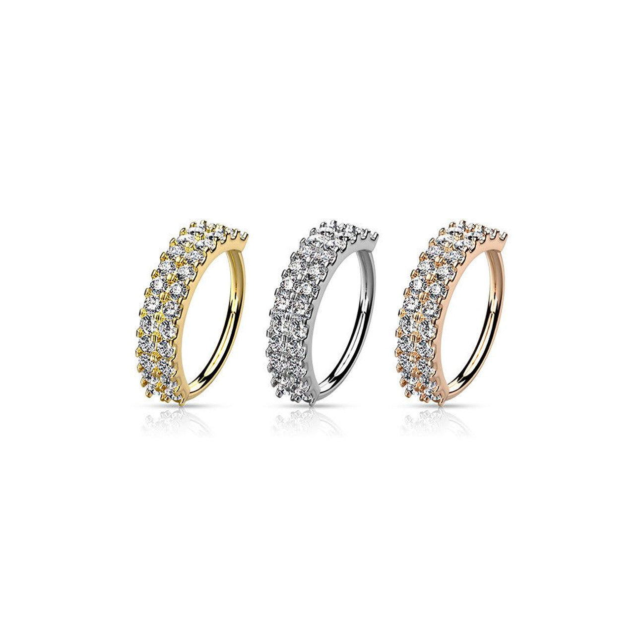 Surgical Steel Bendable Nose Hoop Ring 20 Gauge With Double Lined Gem