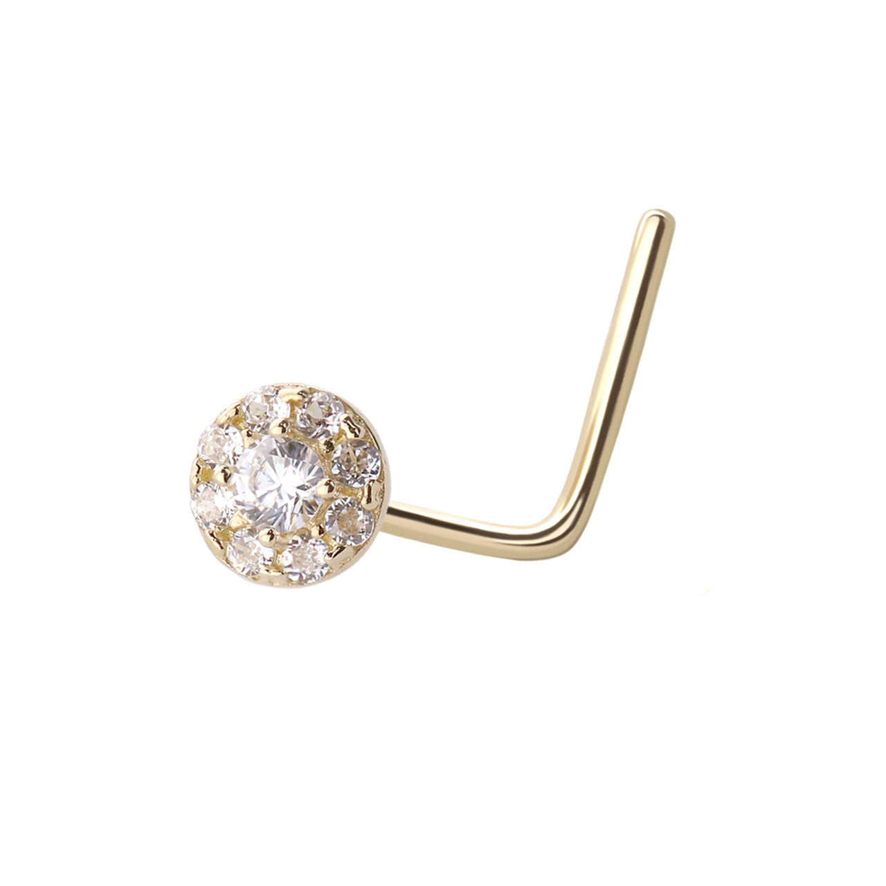 14 Karat Solid Gold Nose Ring Stud 22 Gauge 3/16" L Bend & Ferido Ball