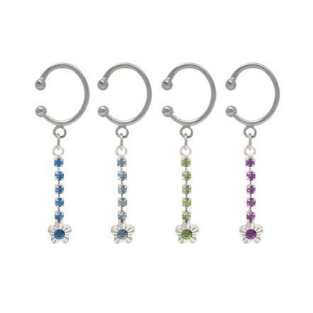 Surgical Steel Non-Piercing Belly Clip with CZ Flower